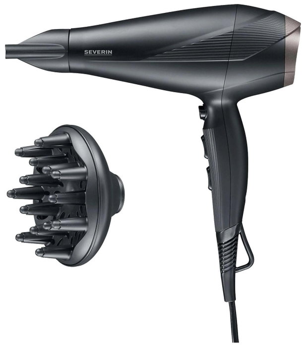 Severin HT 0167 Pro Secador de pelo iónico con difusor y concentrador, Negro