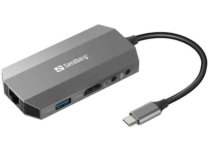 Sandberg USB-C 6in1 Travel Dock Hub con HDMI, USB 3.0, RJ45, Lector SD y PD 100W - Adaptador Multipuerto para Portátiles Macbook y PC Sandberg USB-C 6in1 Travel Dock Hub con HDMI, USB 3.0, RJ45, Lector SD y PD 100W - Adaptador Multipuerto para Portátiles Macbook y PC