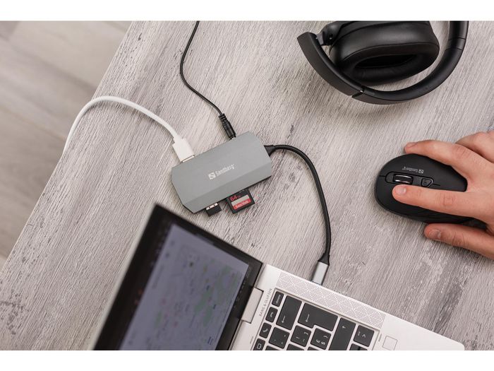 Sandberg USB-C 6in1 Travel Dock Hub con HDMI, USB 3.0, RJ45, Lector SD y PD 100W - Adaptador Multipuerto para Portátiles Macbook y PC Sandberg USB-C 6in1 Travel Dock Hub con HDMI, USB 3.0, RJ45, Lector SD y PD 100W - Adaptador Multipuerto para Portátiles Macbook y PC