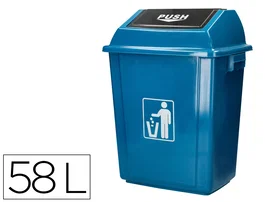 Q-connect Papelera Contenedor Plástico con Tapa de Balancín, 58 Litros, Azul, 470x330x760 mm