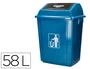 Q-connect Papelera Contenedor Plástico con Tapa de Balancín, 58 Litros, Azul, 470x330x760 mm