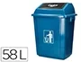 Q-connect Papelera Contenedor Plástico con Tapa de Balancín, 58 Litros, Azul, 470x330x760 mm