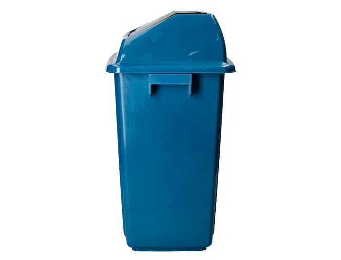 Q-connect Papelera Contenedor Plástico con Tapa de Balancín, 58 Litros, Azul, 470x330x760 mm