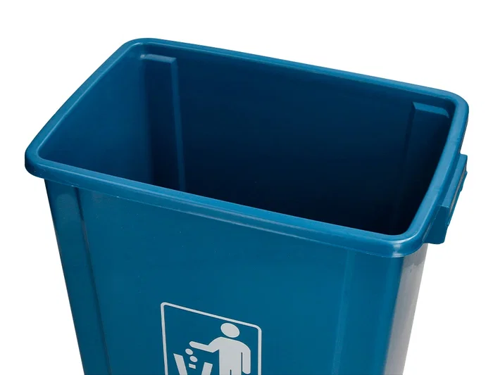 Q-connect Papelera Contenedor Plástico con Tapa de Balancín, 58 Litros, Azul, 470x330x760 mm