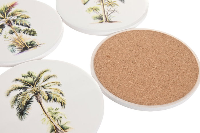DKD Home Decor Posavasos de Dolomita Palmera Surtido de 12 Unidades