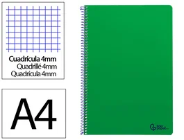 Liderpapel Cuaderno Espiral A4 Smart Tapa Blanda Verde 80 Hojas Cuadriculado 4mm
