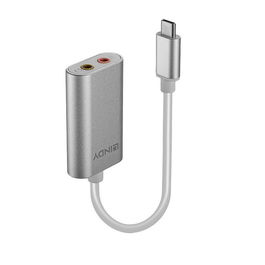 Lindy Adaptador USB Type C a Audio 3.5mm para Auriculares y Micrófonos, Conector de Audio para Portátil y Tablet