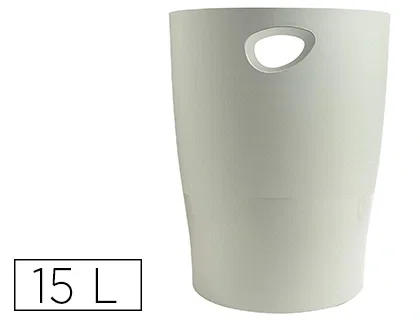 Exacompta Papelera Plástico Gris 15 Litros con Asas Integradas Exacompta Papelera Plástico Gris 15 Litros con Asas Integradas