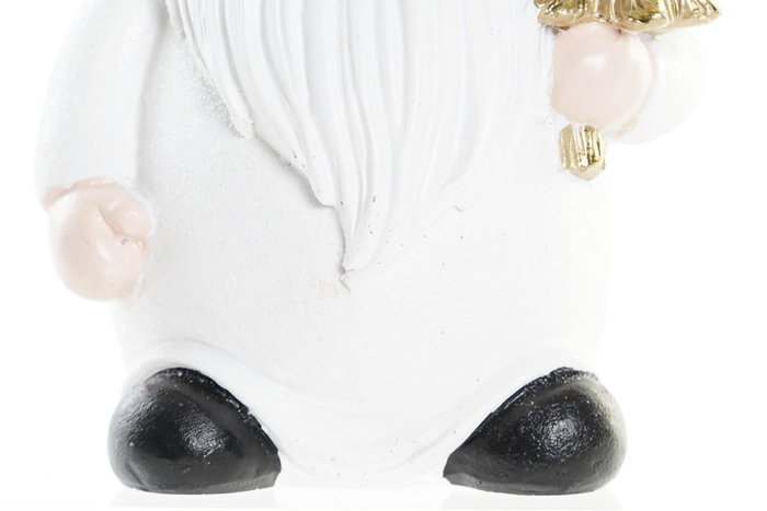 DKD Home Decor Figura Navidad Moderna Gnomo Negro Blanco Dorado 9 x 24 x 11.5 cm