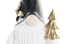 DKD Home Decor Figura Navidad Moderna Gnomo Negro Blanco Dorado 9 x 24 x 11.5 cm