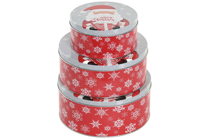 DKD Home Decor Caja Navidad Tradicional Multicolor Papanoel Metal 20 x 20 x 9 cm Set de 3 (4 Unidades)