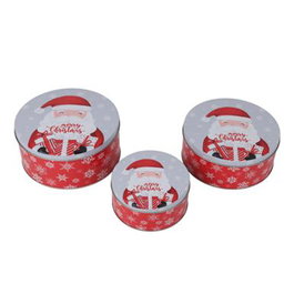 DKD Home Decor Set de 3 Cajas Metálicas Papanoel Multicolor 20x20x9 cm
