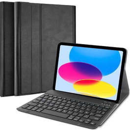 Just In Case Funda con teclado Bluetooth para iPad 10ª generación de 10.9 pulgadas - Negra
