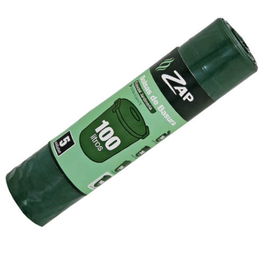 ZAP 320391 Rollo 5 Unidades Bolsa Basura Verde Especial Jardineria 100 Litros