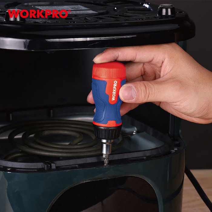 Workpro Destornillador corto de carraca 8 en 1