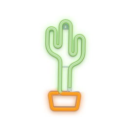 Forever Lampara Neon LED Cactus Naranja | Luz Decorativa de Sobremesa y Pared | USB y Pilas | 33 cm