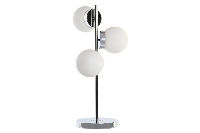 DKD Home Decor Lámpara Sobremesa Moderno Plateado Blanco 26 x 59 x 26 cm
