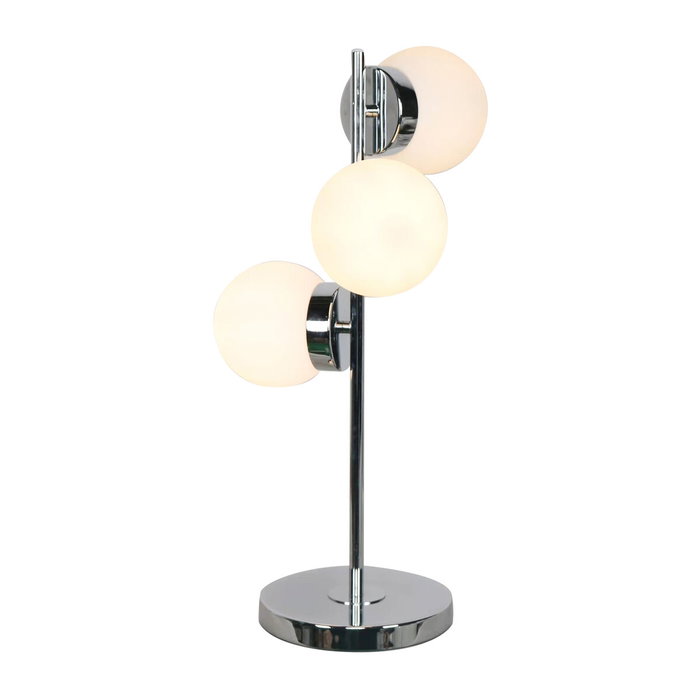 DKD Home Decor Lámpara de Sobremesa de Cristal y Metal con 3 Bolas Plateada y Blanca DKD Home Decor Lámpara de Sobremesa de Cristal y Metal con 3 Bolas Plateada y Blanca