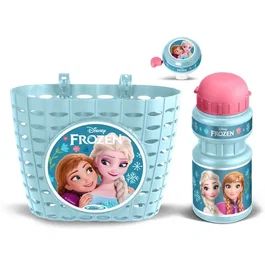 Disney Frozen Accesorio Bicicleta - Cesta, Botella Agua y Timbre - Compatible con Todo Tipo de Manillares