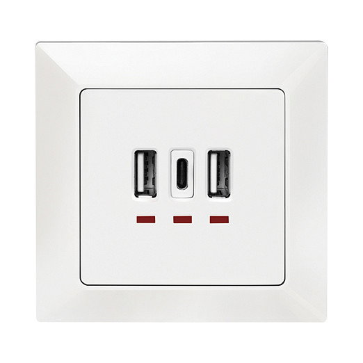 LogiLink Toma de corriente empotrada con 2x USB-A y 1x USB-C