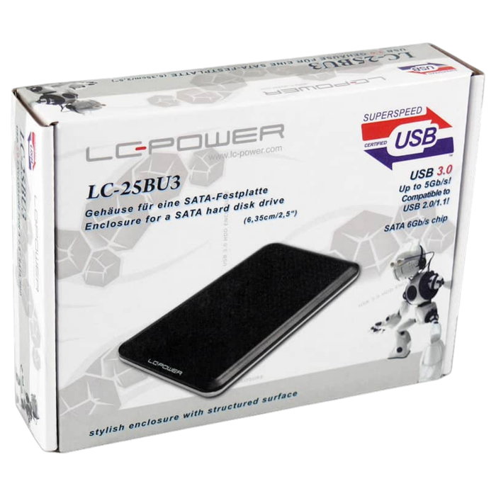 LC-Power LC-25BU3 Caja para unidad de almacenamiento de 2.5 pulgadas SATA USB 3.2 Gen 1 Negro LC-Power LC-25BU3 Caja para unidad de almacenamiento de 2.5 pulgadas SATA USB 3.2 Gen 1 Negro