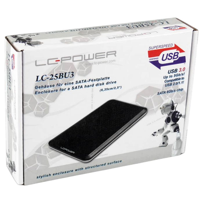 LC-Power LC-25BU3 - Caja Externa para Disco Duro 2.5" SATA a USB 3.0, Negro