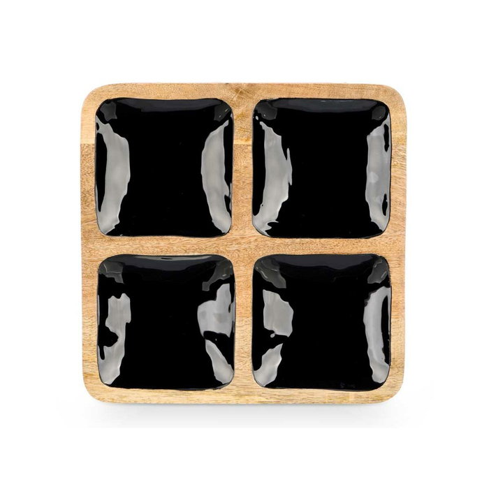 Bandeja con Compartimentos Gift Decor Negro 31 x 3 x 31 cm (6 Unidades)