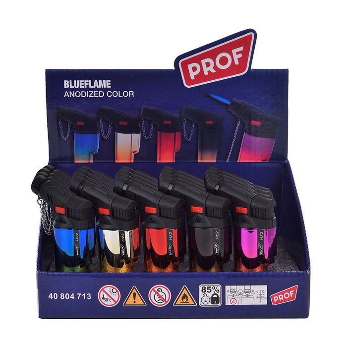 Prof Encendedor Electrónico Antorcha Anodized Colores Surtidos Llama Azul