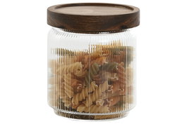 DKD Home Decor Bote Basicos Transparente Natural 9 x 10.4 x 9 cm (12 Unidades) Cristal Acacia