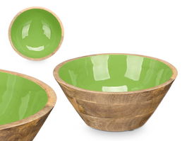Giftdecor Bol Madera Mango Verde 24 cm (Set de 6)