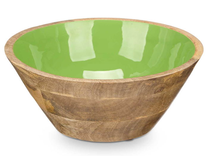 Giftdecor Bol Madera Mango Verde 24 cm (Set de 6)
