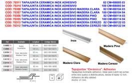 BRINOX Tapajunta Cerámica Inox Madera Cerezo 100cm