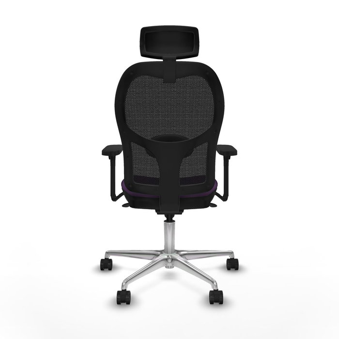 PIQUERAS Y CRESPO Silla de oficina Jorquera con mecanismo sincro, tela morada y malla negra PIQUERAS Y CRESPO Silla de oficina Jorquera con mecanismo sincro, tela morada y malla negra