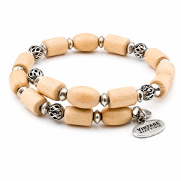 Alex And Ani Pulsera con Acabado de Madera y Metal Dorado VW499RS