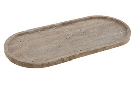 DKD Home Decor Bandeja de Mármol Travertino Marrón 30x13x1,2 cm