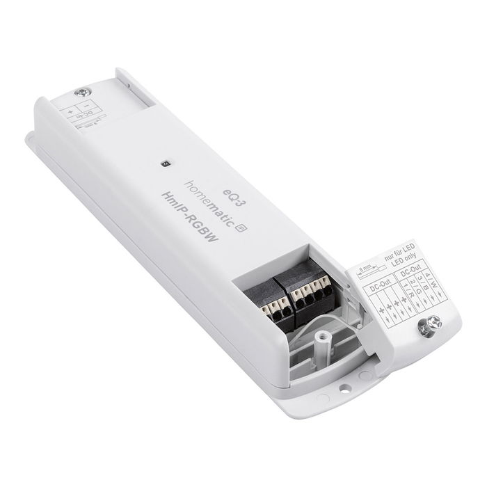Homematic IP Controlador LED RGBW, 157662A0, Blanco, 868 MHz, IP20, 12-24 V, para iluminación inteligente
