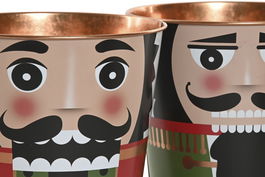 DKD Home Decor Caja Navidad Tradicional Multicolor Metal Set de 2 (6 Unidades) 17.5 x 17.5 x 16.5 cm