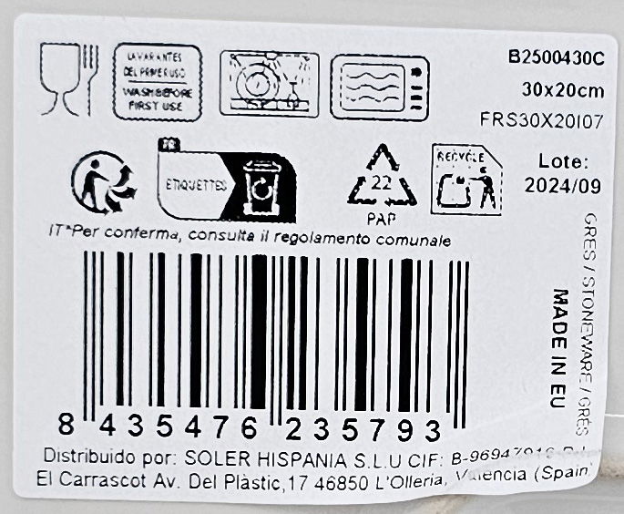 La Mediterranea Fuente Rectangular Elite Brillo Blur 30 x 20 cm (6 Unidades)