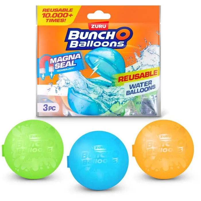 ZURU Bombas de Agua - 3 Globos de Agua Reutilizables - Juguete para Niños +4 Años