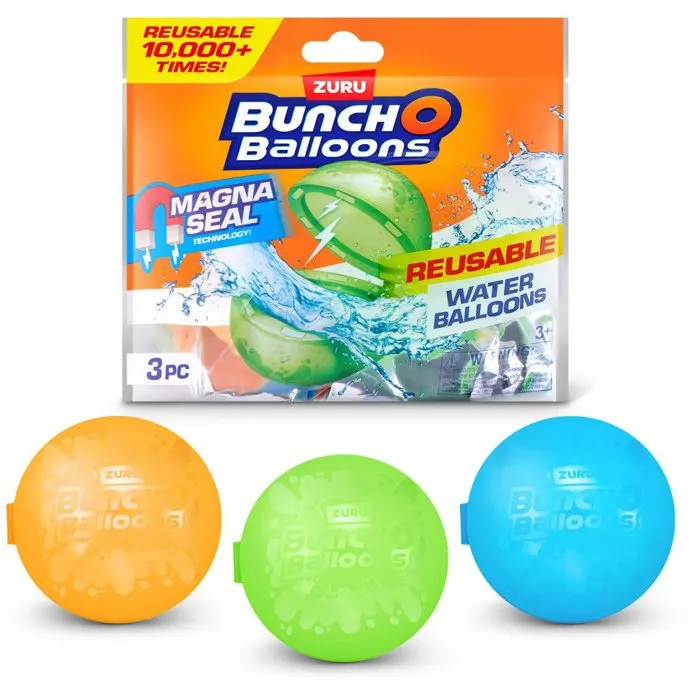 ZURU Bombas de Agua - 3 Globos de Agua Reutilizables - Juguete para Niños +4 Años