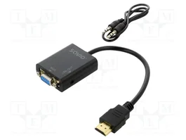 SAVIO Adaptador HDMI a VGA con Jack 3,5mm Full HD 1080p