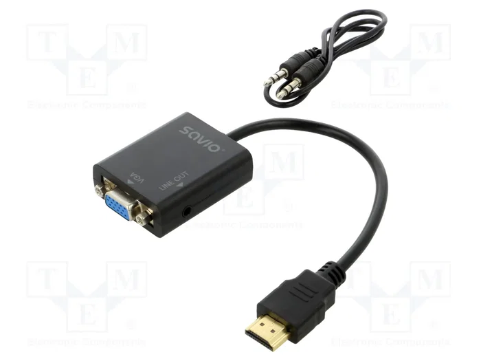 SAVIO Adaptador HDMI a VGA con Jack 3,5mm Full HD 1080p SAVIO Adaptador HDMI a VGA con Jack 3,5mm Full HD 1080p