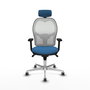 PIQUERAS Y CRESPO Silla de oficina Jorquera con mecanismo Sincro, Azul claro y Blanco