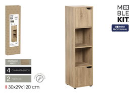 Inde Estantería Cubo 4 Compartimentos con 2 Puertas Mueble Kit, 30x29x120 cm
