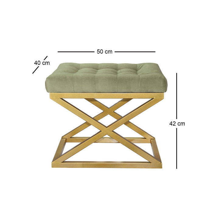 Atelier Del Sofa Puff Dorado y Verde Elegante para Sala de Estar o Dormitorio Sofisticado 50x42x40 cm Atelier Del Sofa Puff Dorado y Verde Elegante para Sala de Estar o Dormitorio Sofisticado 50x42x40 cm