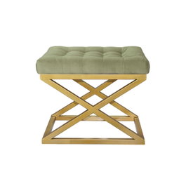 Atelier Del Sofa Puff Dorado y Verde Elegante para Sala de Estar o Dormitorio Sofisticado 50x42x40 cm