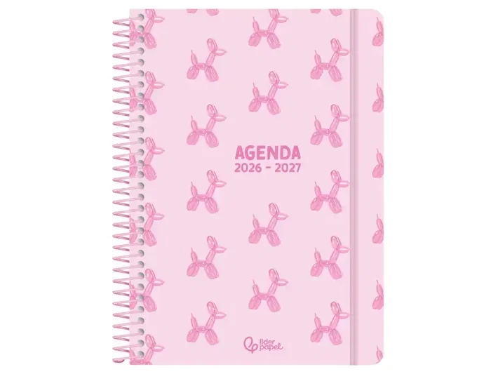 Liderpapel Petite Agenda Escolar 2026-2027 Espiral Semana Vista A5 Bilingüe con Papel FSC 80 g Rosa