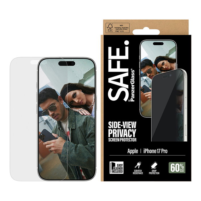 PanzerGlass SAFE Privacy Protector de Pantalla iPhone 17 Pro, UWF con EasyAligner, Vidrio Templado, Anti-Huellas PanzerGlass SAFE Privacy Protector de Pantalla iPhone 17 Pro, UWF con EasyAligner, Vidrio Templado, Anti-Huellas
