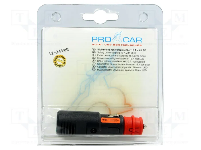 PRO CAR Enchufe de mechero de coche con borna de tornillo, 16A PRO CAR Enchufe de mechero de coche con borna de tornillo, 16A