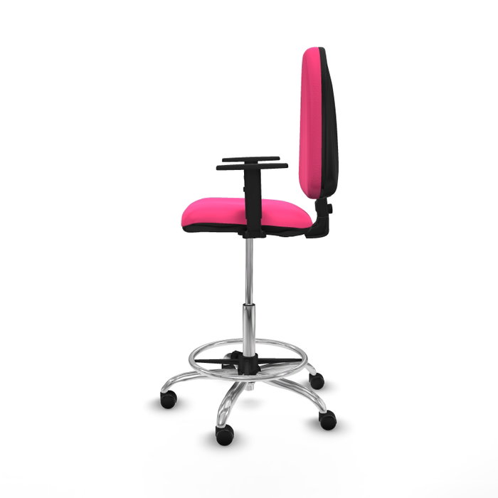 PIQUERAS Y CRESPO Taburete Aýna Rosa con Brazos 1D y Base Cromada PIQUERAS Y CRESPO Taburete Aýna Rosa con Brazos 1D y Base Cromada